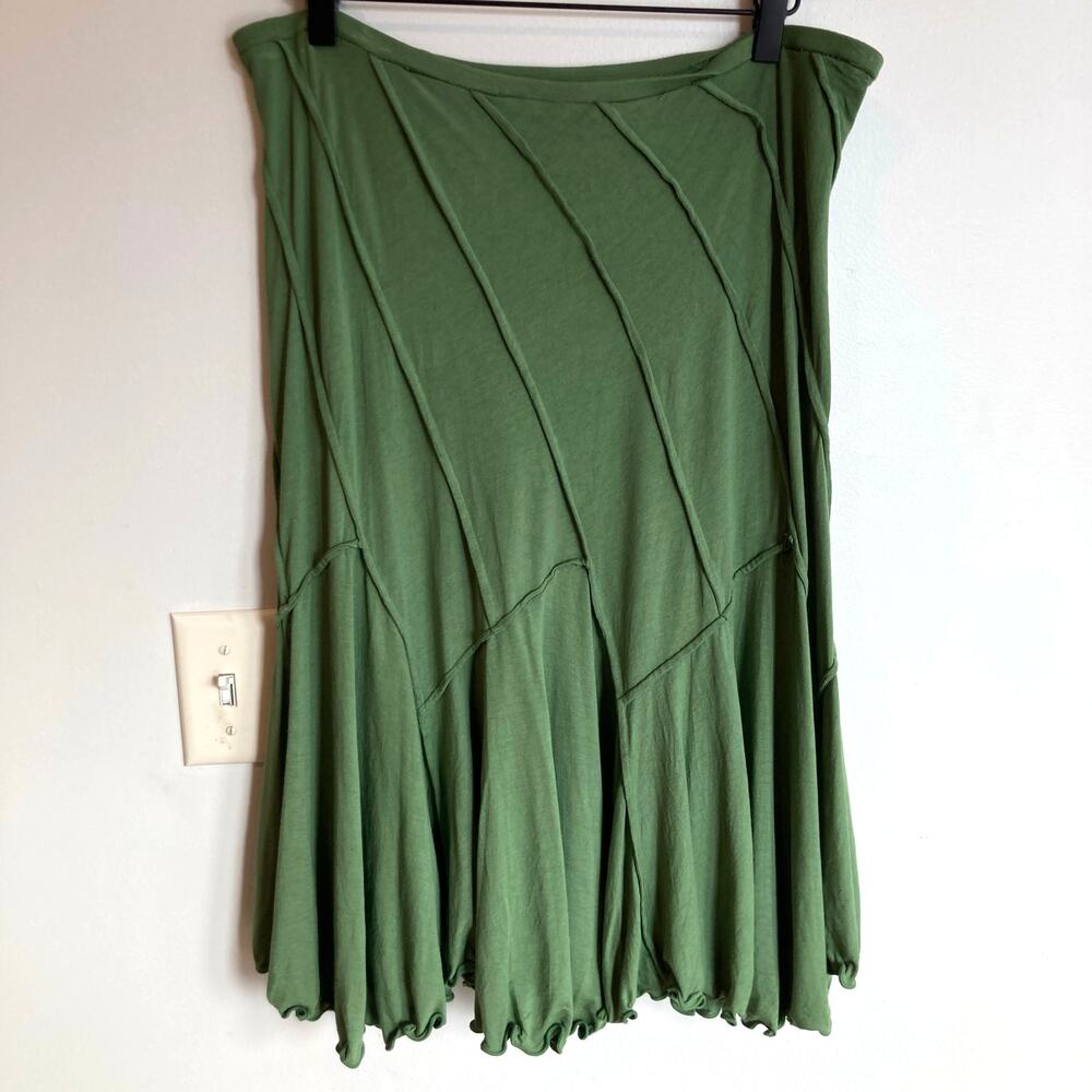 Y2K Green Lettuce Hem Textured Skirt Size L Forest Fairy Goblin Woodland Flowy